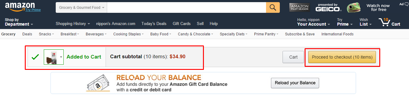 amazon proceed to checkout
